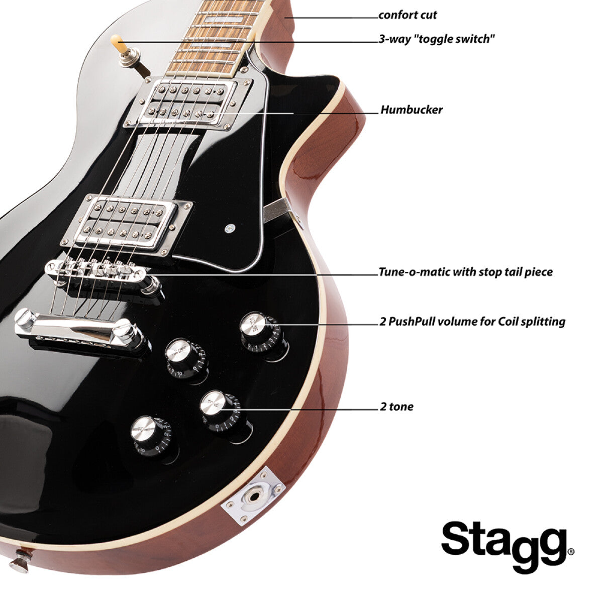Stagg SEL-STD BLK elektrische gitaar Black