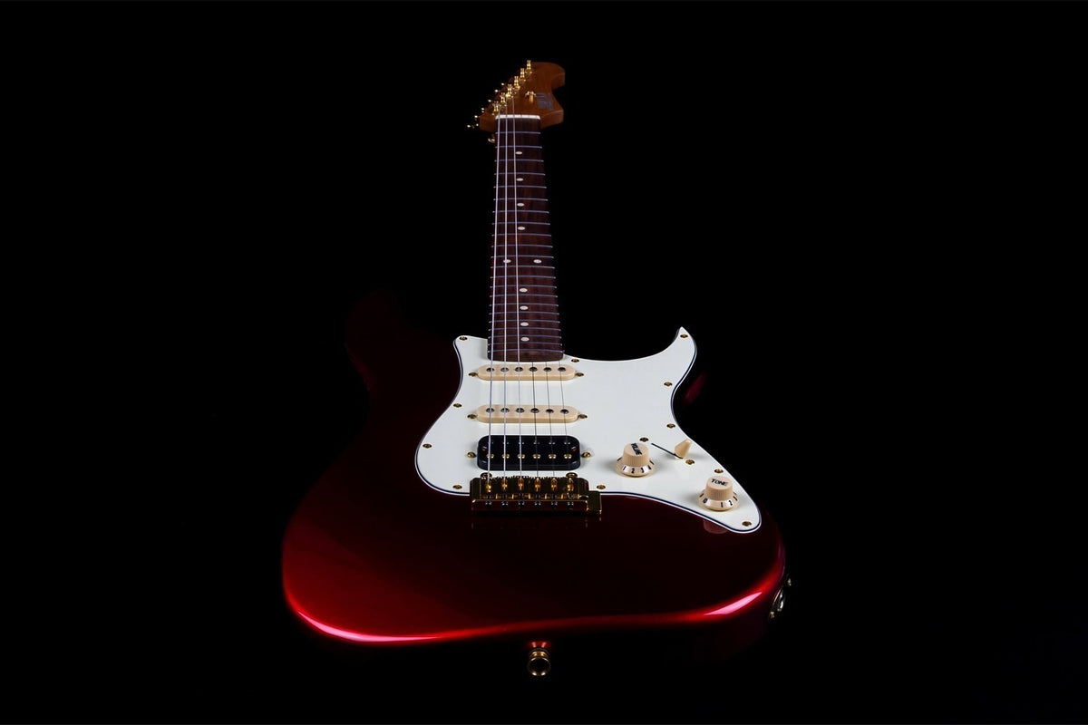 JET Guitars JS-480 WR G – elektrische gitaar – S-stijl HSS Wijnrood/Goud hardware, palissander toets