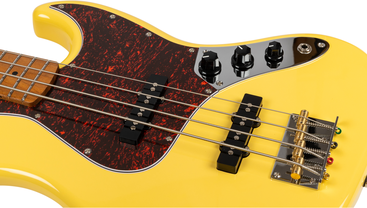 JET Guitars JJB-300 VYW – elektrische basgitaar – JB-stijl Bas Vintage Geel