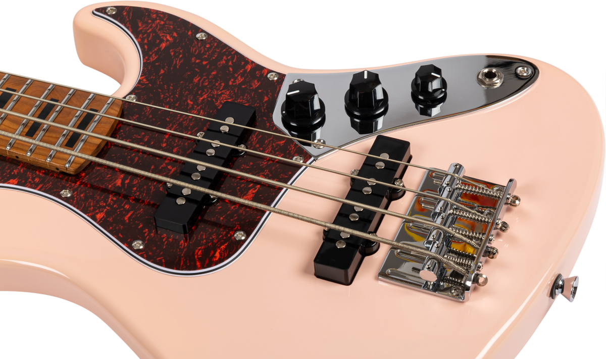 JET Guitars JB-300 PK – elektrische basgitaar – Reisbas, Shell Pink