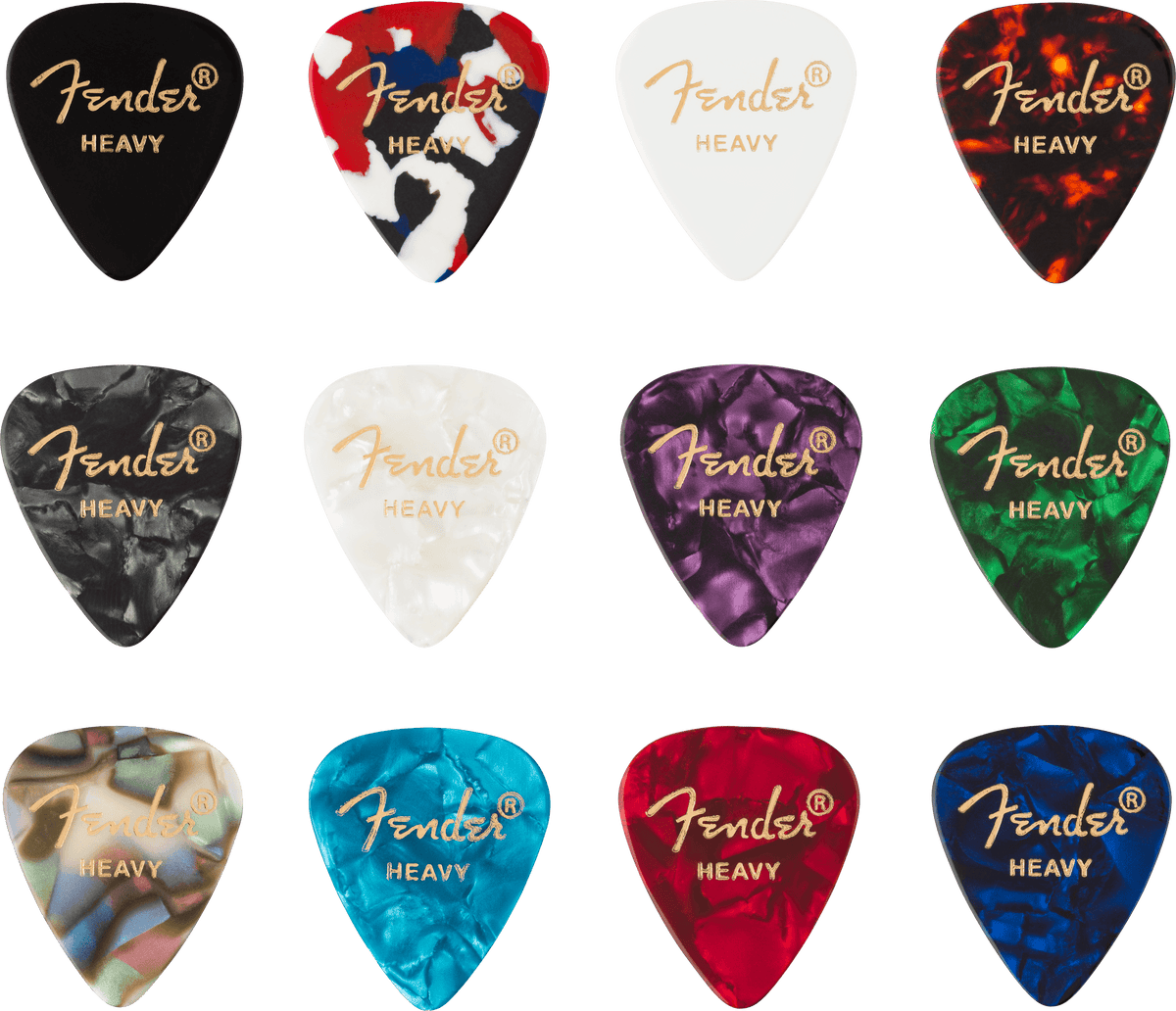 Fender 0980300500 Celluloid Medley 351 Shape Plectrums Heavy 12-Pack