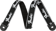 Fender 0990629008 Gitaarband 2 inch Zwart met Wit Running Logo