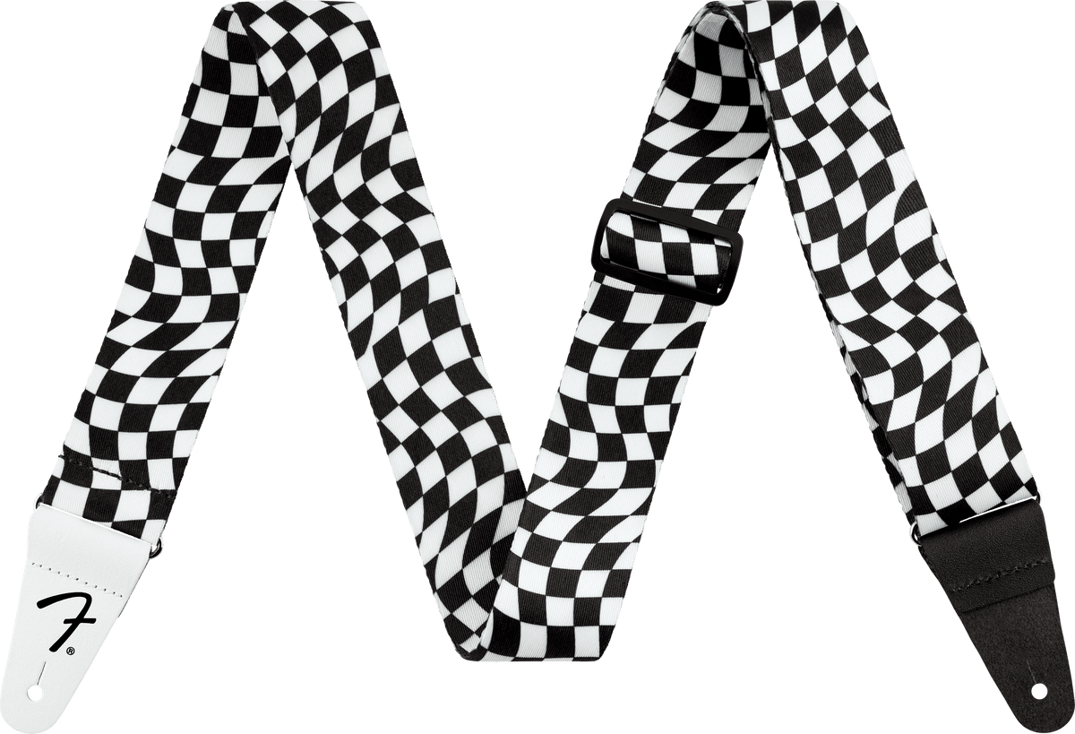 Fender 0990637288 Wavy Checkerboard Polyester Gitaarband Zwart/Wit