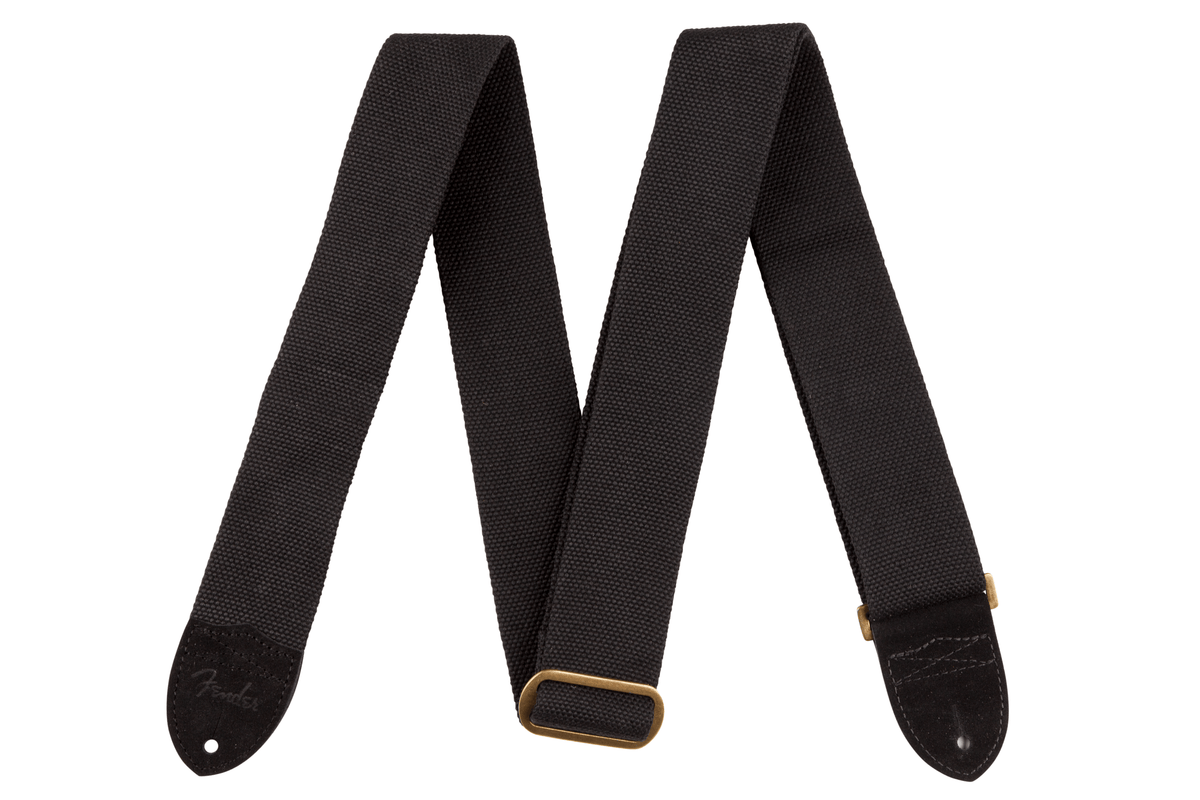 Fender 0990667006 Gitaarband 5 cm Breed Cotton/Leer Fender Logo Zwart