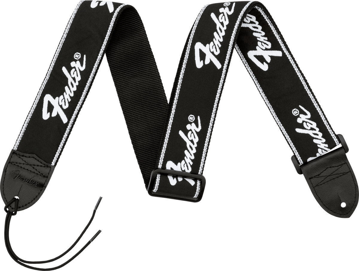 Fender 0990671000 Gitaarband Running Logo Zwart met Wit Logo