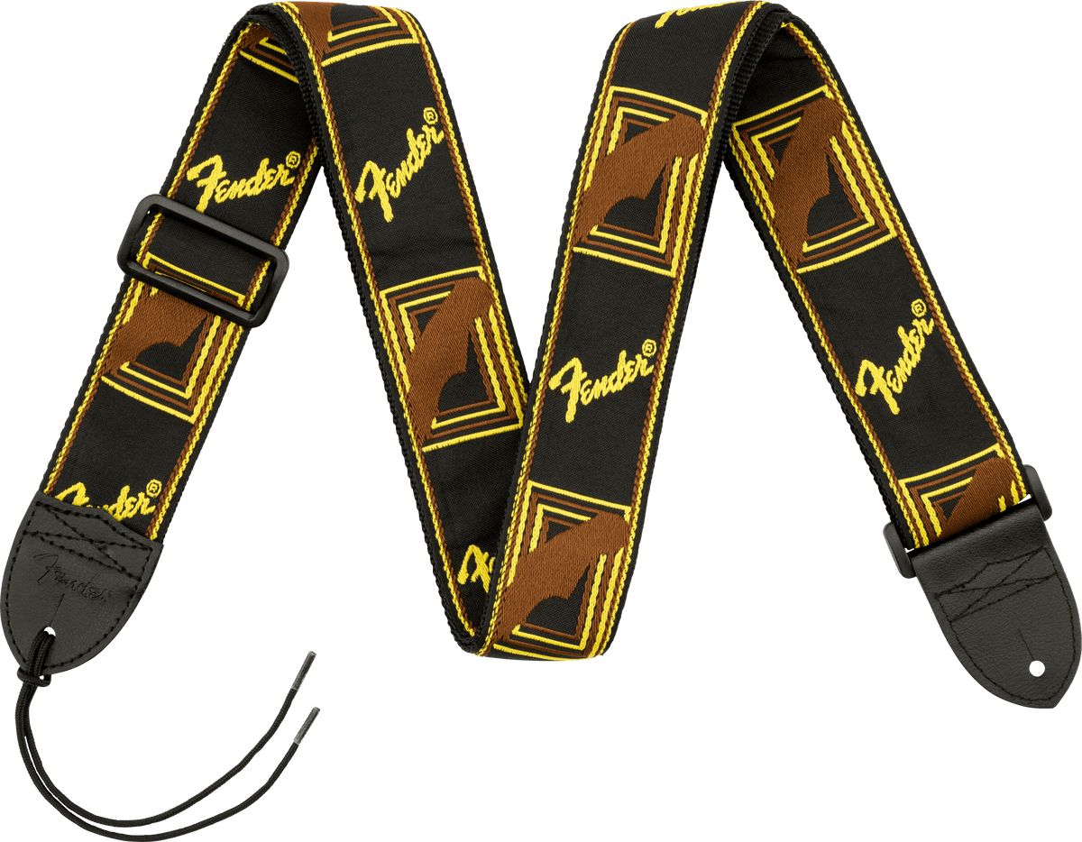 Fender 0990681000 Gitaarband 5 cm Breed met Logo Zwart-Geel-Bruin
