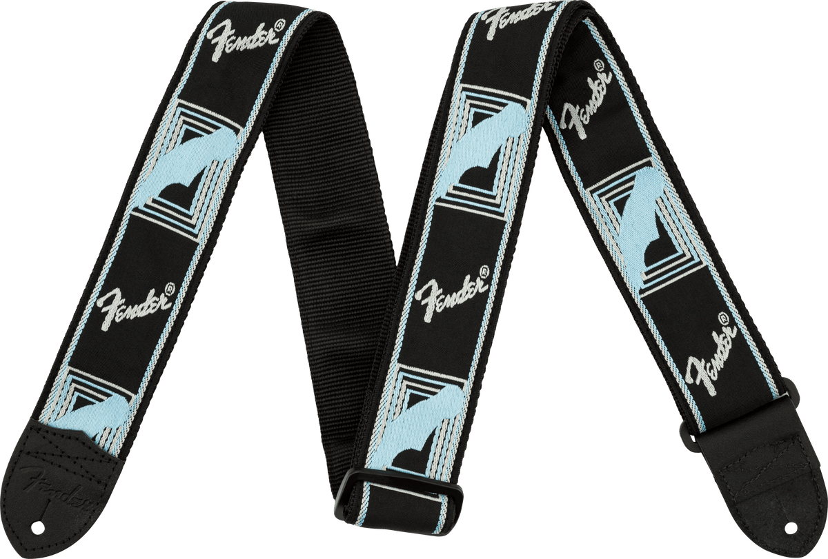 Fender 0990681502 Gitaarband 5 cm Breed met Logo Zwart-Lichtgrijs-Blauw