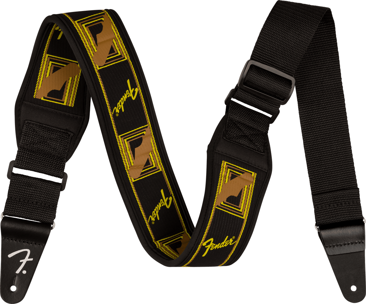 Fender 0990694208 Swell Neoprene Gitaarband Zwart/Geel/Bruin Mono 2.5 inch