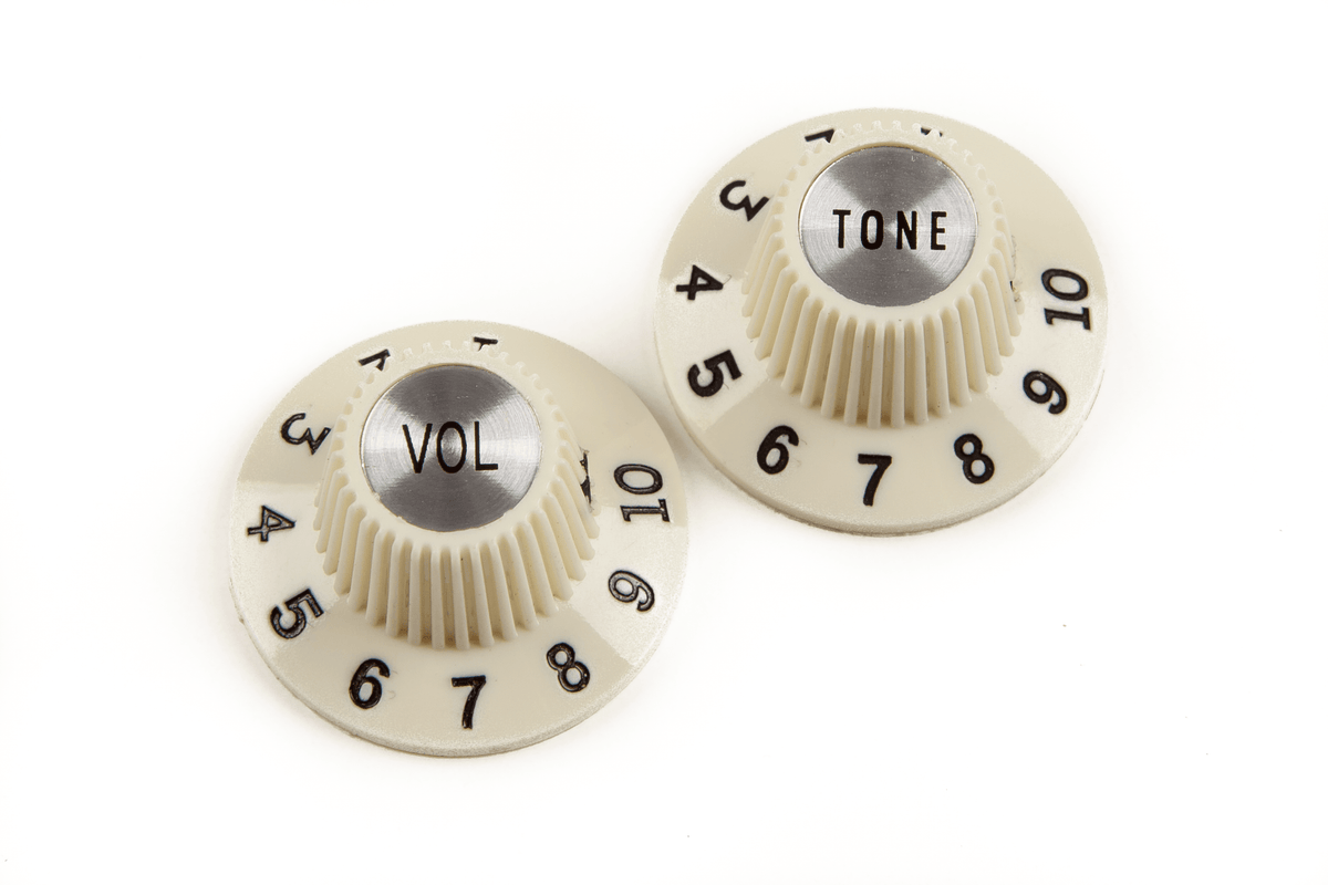 Fender 0992086000 Pure Vintage '65 Jazzmaster Witch-Hat Regelknoppen Vintage Wit Set van 2