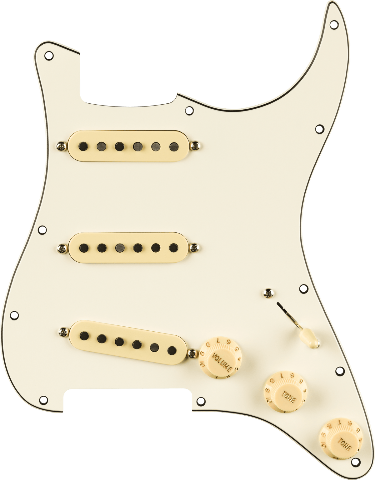 Fender 0992236509 Pure Vintage '59 Stratocaster SSS Voorbedrade Slagplaat RWRP-Middenelement Perkament 11-Gaats