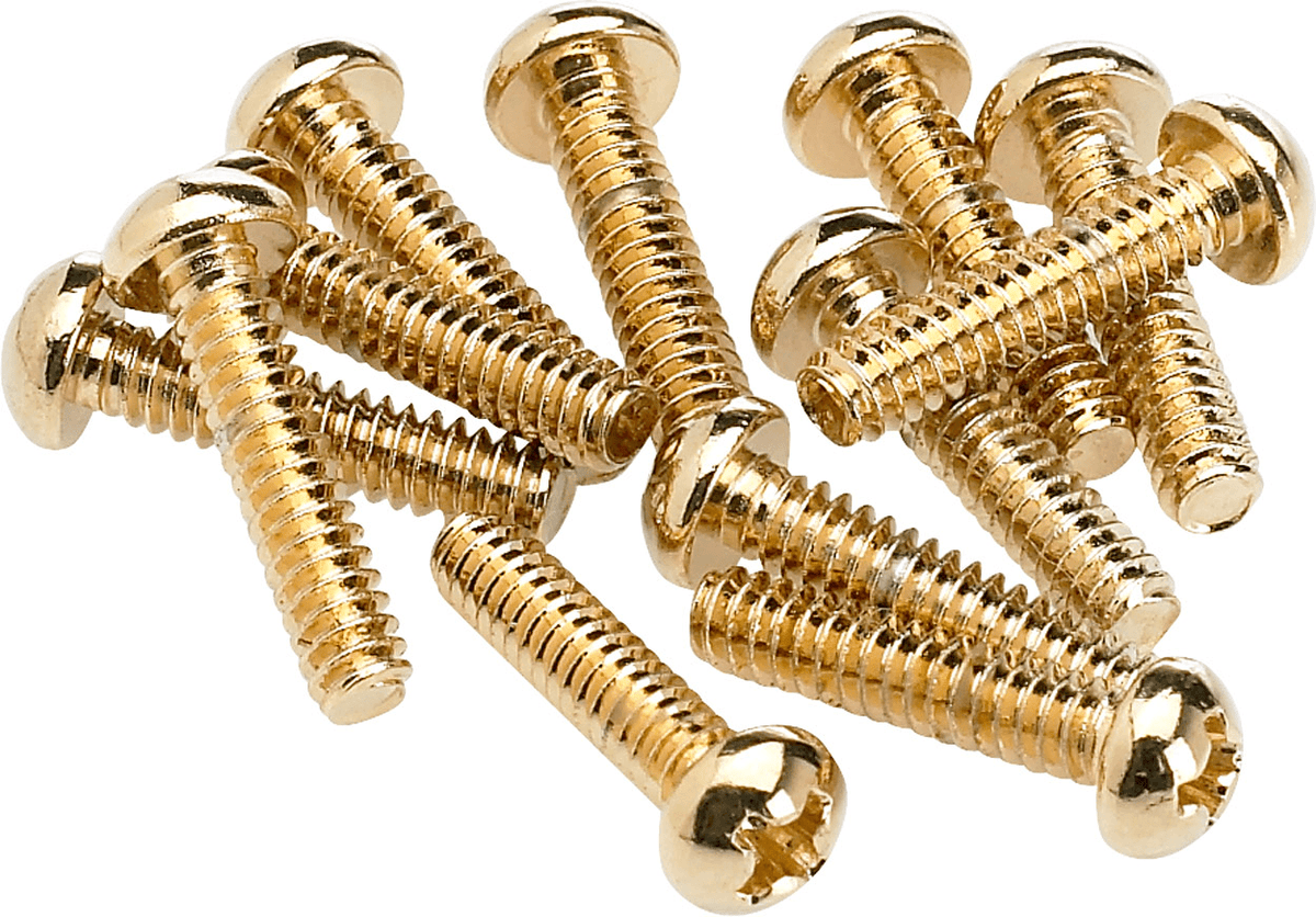 Fender 0994926000 Element/Schakelaar Montageschroeven Goud Kruiskop Ronde Kop Set van 12