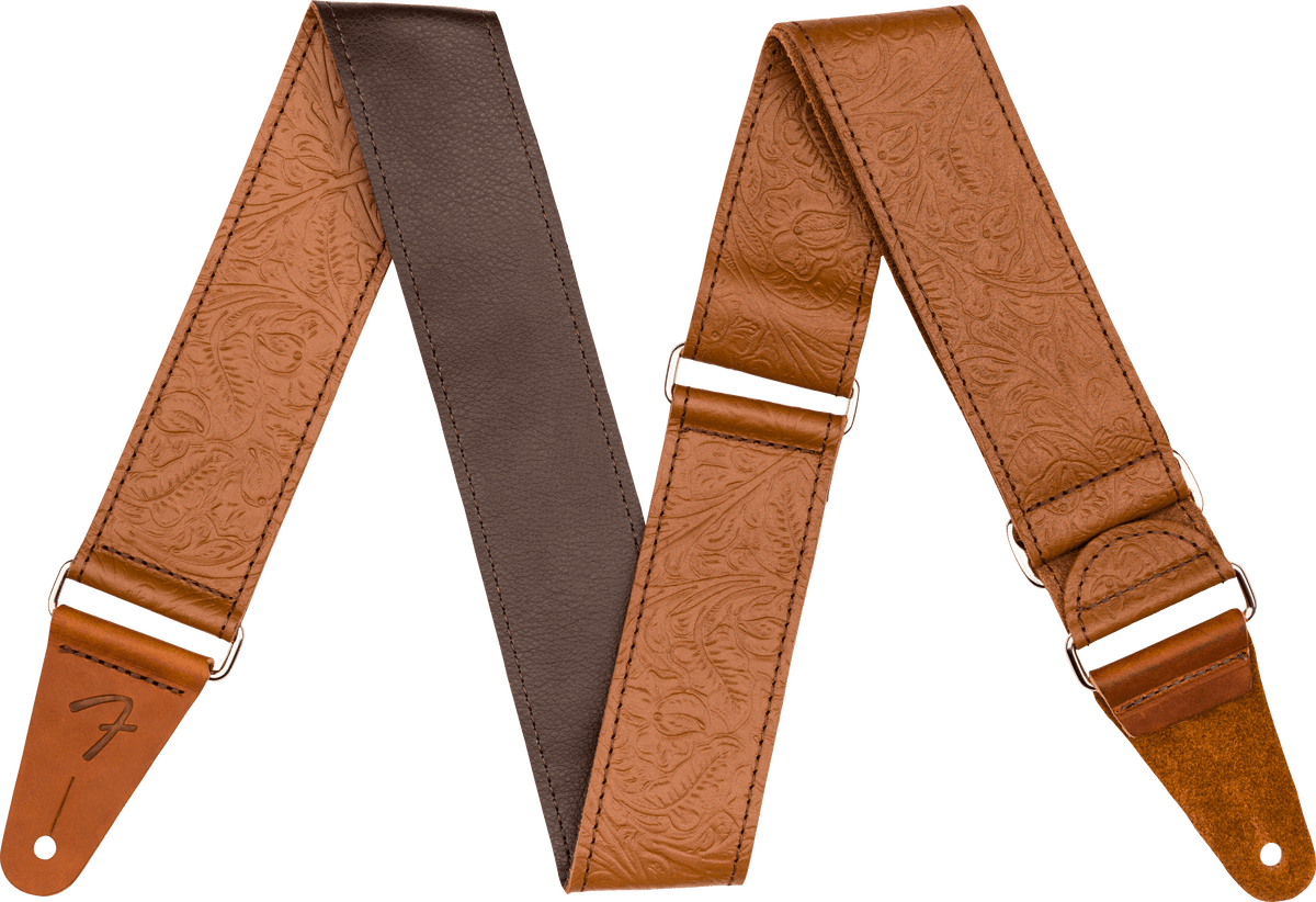 Fender 0996970000 Gitaarband 2 inch Bewerkt Leer Bruin