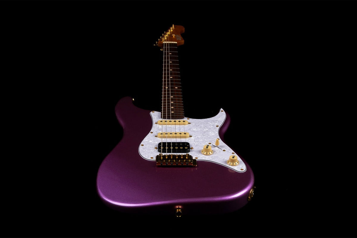 JET Guitars JS-480 VI G – elektrische gitaar – S-stijl HSS Violet/Goud hardware, palissander toets