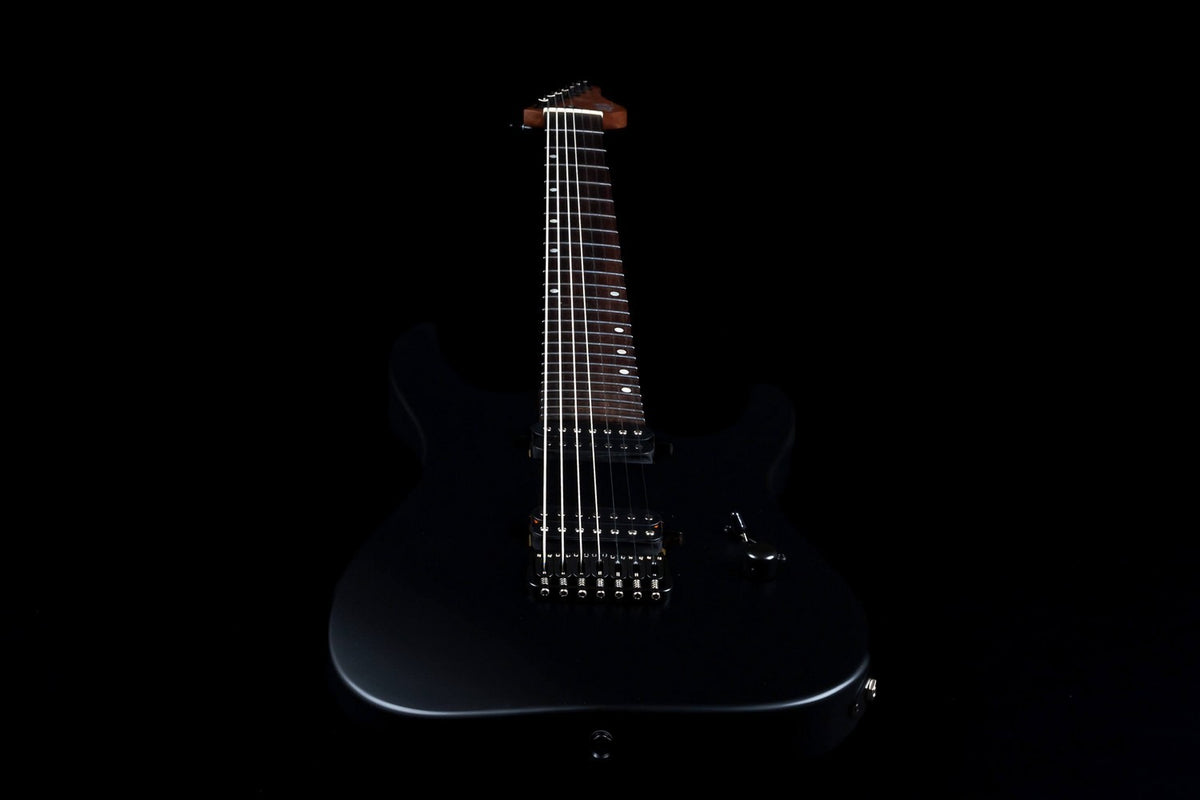JET Guitars JS-507 BK Stygian – elektrische gitaar – S-stijl 7-snarige Stygian HH Satijn Zwart, palissander toets
