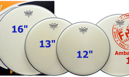 Remo - PP-0112-BA - ProPack (12", 13", 16" Ambassador Coated + FREE 14" BA-0114-00)