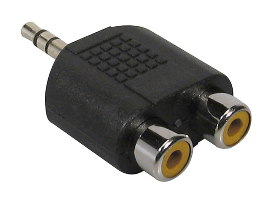 adaptor, 2 x RCA female, 3,5mm jack male stereo