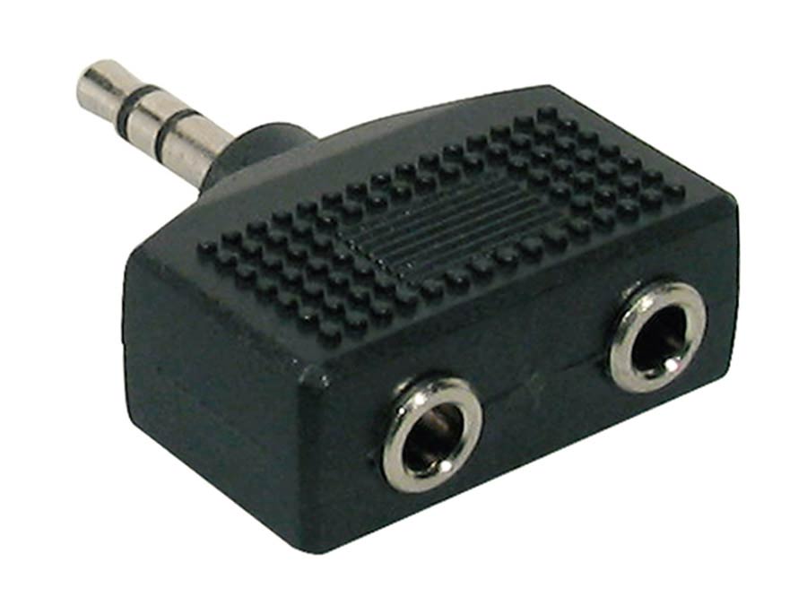 adaptor, 2 x 3,5 jack female stereo, 3,5mm jack male stereo