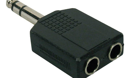 adaptor, 2 x 6,3 jack female stereo, 6,3mm jack male stereo