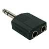 adaptor, 2 x 6,3 jack female stereo, 6,3mm jack male stereo