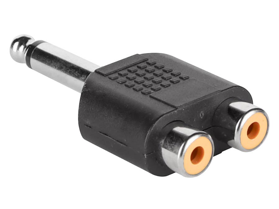 adaptor, 2 x RCA female, 6,3mm jack mono