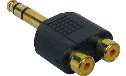 adaptor, 2 x RCA female, 6,3mm jack male stereo