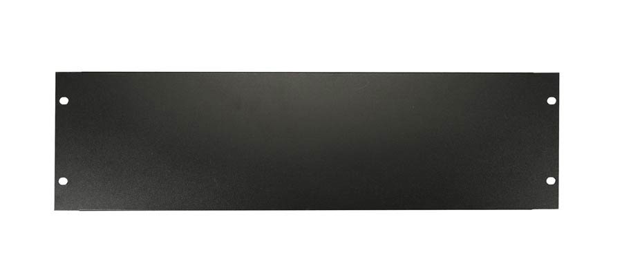 19 inch rack panel, metal, black, rack plate, bended edge, 3 HE