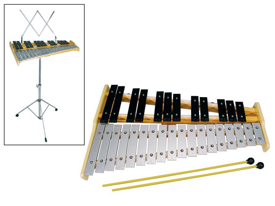 glockenspiel, 30 notes, G-C, with stand