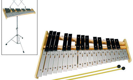 glockenspiel, 32 notes, F-C, with stand