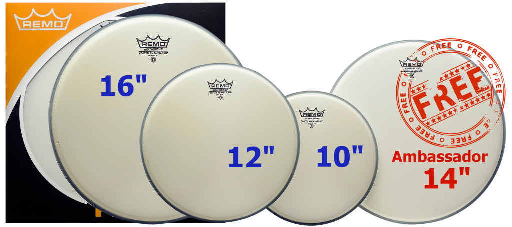 Remo - PP-2330-BA - Pro Pack (10", 12", 16" Ambassador coated + free 14" Ambassador coated)