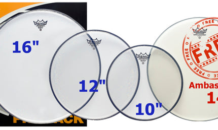 Remo - PP-1860-BE - Pro Pack (10", 12", 16" Emperor clear + free 14" Ambassador coated)