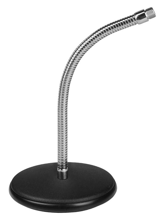 desk top microphone stand, round base, with gooseneck 36cm