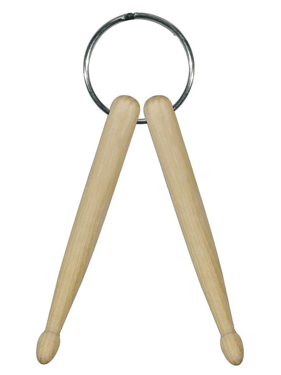 key ring, with 2 wooden drum sticks