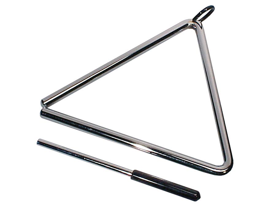 professional triangle, chrome plated, with beater, diameter: 12 mm., 8"