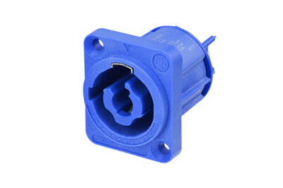 Speakon voeding chassis connector, male, 20 ampere, 3-polig, blauw, (power in)