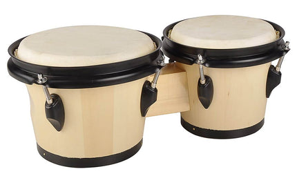 bongo, hardwood, 6,8"+7,8", rawhide skins, chrome hardware, natural light & dark