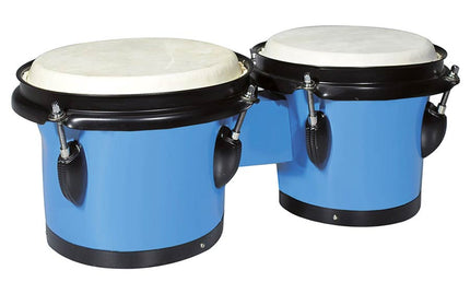 bongo, hardwood, 6,8"+7,8", rawhide skins, black hardware, blue