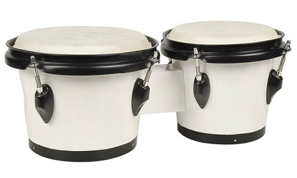 bongo, hardwood, 6,8"+7,8", rawhide skins, black hardware, white