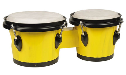 bongo, hardwood, 6,8"+7,8", rawhide skins, black hardware, yellow