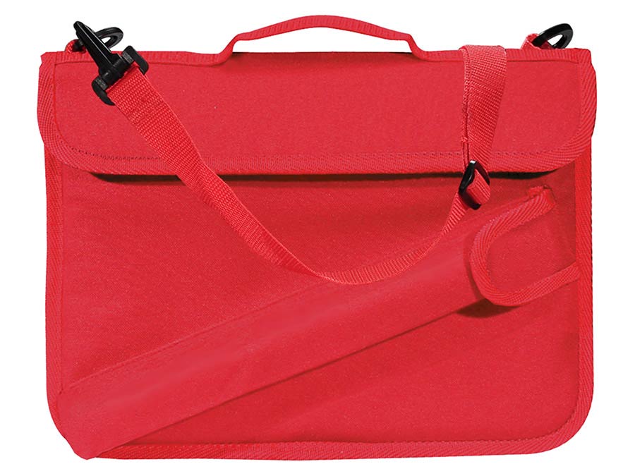 sheet music bag, with recorder pocket, red