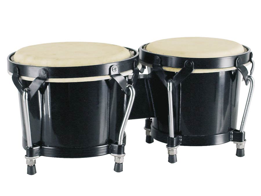 bongo, hardwood, 6,85"+7,95", rawhide skins, black hardware, black