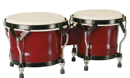 bongo, hardwood, 6,85"+7,95", rawhide skins, black hardware, red