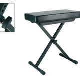 Boston - OB-80 - Keyboard Bench, X-model, Black, Leather Look Seat (51x25 Cm.)