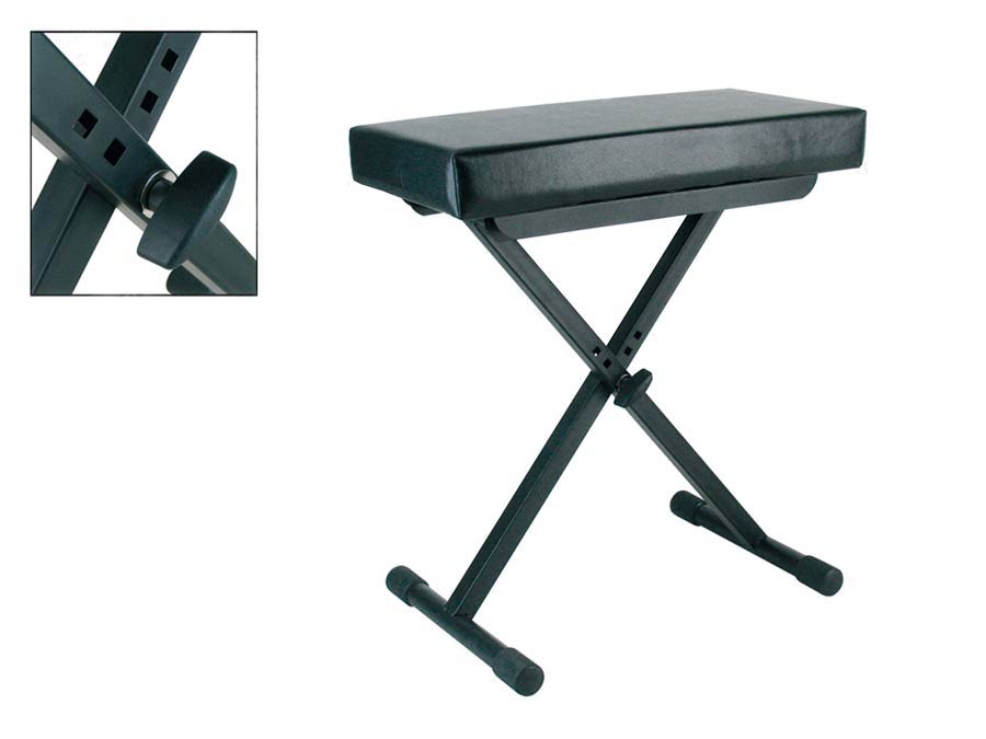 Boston - OB-80 - Keyboard Bench, X-model, Black, Leather Look Seat (51x25 Cm.)
