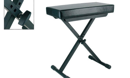 keyboard bench, X-model, black, leather look seat (51x25 cm.)