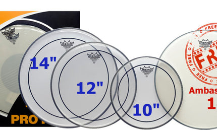 Remo - PP-0110-PS - ProPack (10", 12", 14" Pinstripe Clear + FREE 14" BA-0114-00)