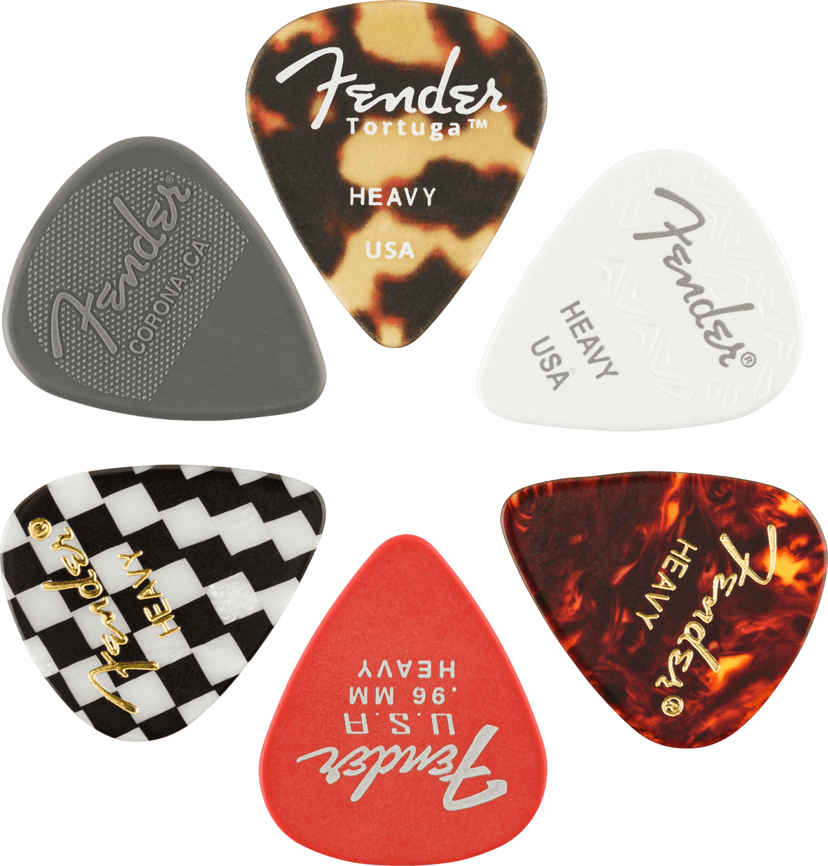 Fender 1980100500 Material Medley 351 Shape Plectrums Heavy 6-Pack