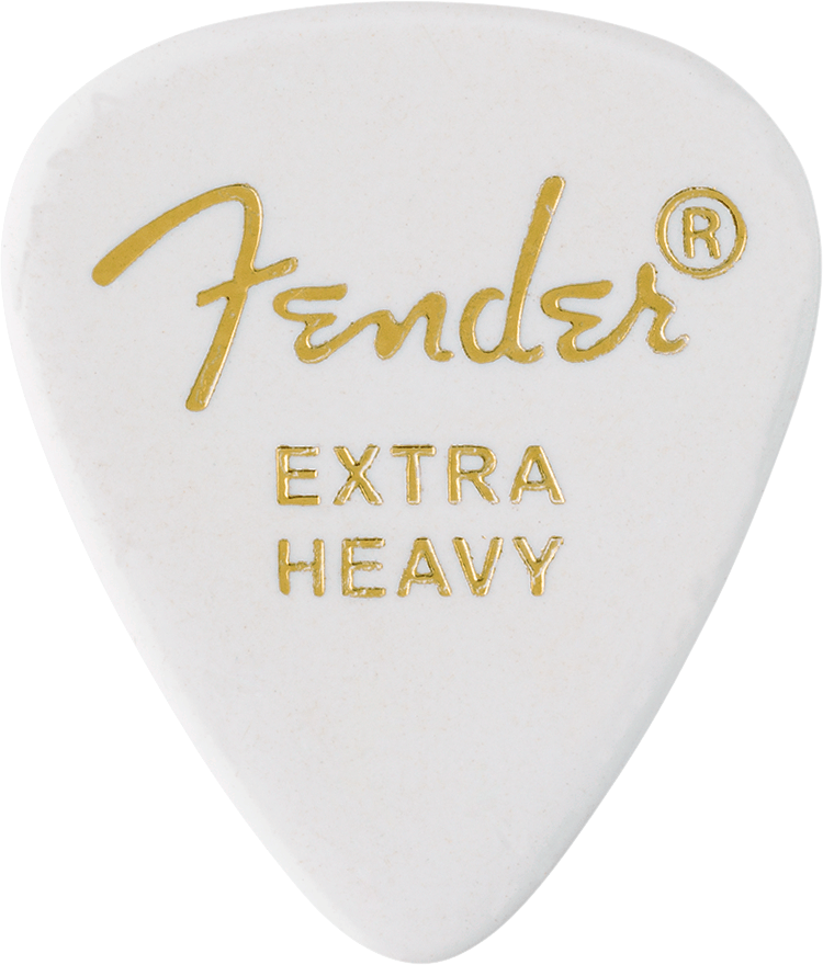 Fender 1980351280 Classic Celluloid 351 Shape Plectrums Extra Heavy White 12-Pack