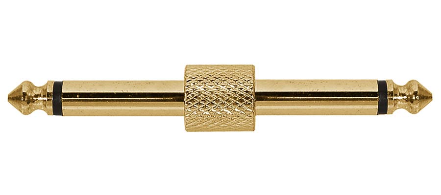 adaptor, 6,3mm jack male mono, 6,3mm jack male mono, gold metal