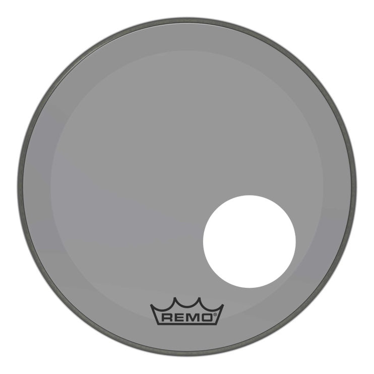 Remo - P3-1318-CT-SMOH - Powerstroke 3 Colortone bass drumhead, smoke, 18", with 5" offset hole