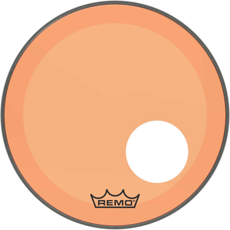 Remo - P3-1318-CT-OGOH - Powerstroke 3 Colortone bass drumhead, orange, 18", with 5" offset hole
